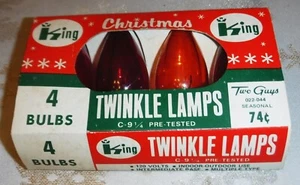 Vintage King Christmas Twinkle Lamps C-9 1/4 Multicolor 4 Bulbs NOS *Untested* - Picture 1 of 1