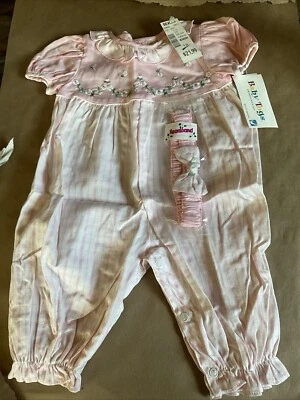 Baby Togs de colección 3-6 meses nuevo con etiquetas rosa y blanco a cuadros de una pieza con diadema Foto 1 de 4
