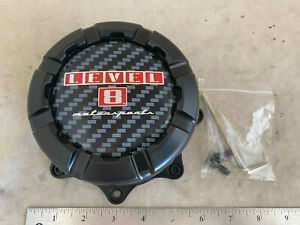 Level 8 Matte Black Guardian Punch Wheel Rim Hub Hubcap Cover Center Cap C-325-2