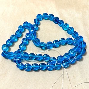 Aqua Bottle Blue Transparent Chunky Glass Beads, Unused Vintage - 16", 2 Strands - Picture 1 of 6