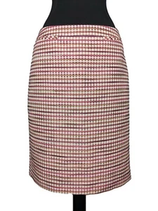 Halogen Pink White Multicolor Striped Woven Lined Zip Pencil Skirt Sz 6P - Picture 1 of 4