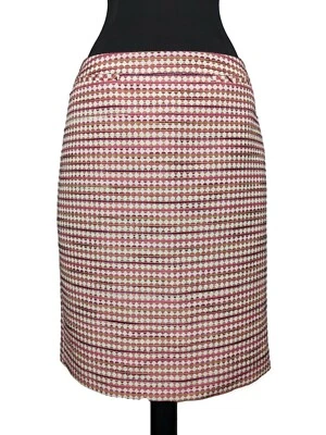 Halogen Pink White Multicolor Striped Woven Lined Zip Pencil Skirt Sz 6P - Image 1 of 4