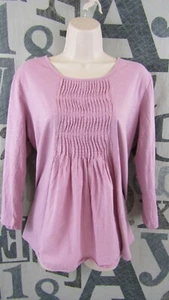 Van Heusen Soft Pink Cotton Women XL Top Shirt Pleated Front 3/4 Sleeve - Picture 1 of 7