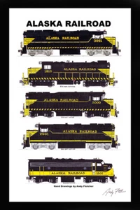 Locomotoras del ferrocarril de Alaska década de 1970 11""x17"" Póster 12x18"" Alfombra firmada por Andy Fletcher - Imagen 1 de 1