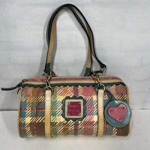 Dooney & Bourke Small Barrel Bag Dual Strap Pastel Plaid Retired 11 x 5 x 6 - Picture 1 of 11