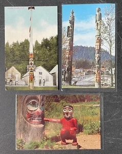Lote de postales vintage de recuerdo de tótem de Alaska Ketchikan Wrangell - Imagen 1 de 3
