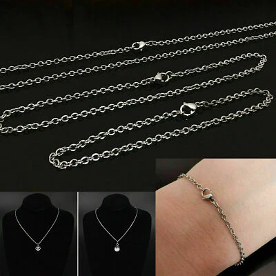 Catena Collana Bracciale Cavigliera in ACCIAIO INOX argento catenina Uomo Donna - Immagine 1 di 4