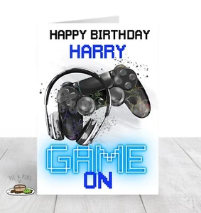 Tarjeta de Cumpleaños JUGADOR Personalizada - CUALQUIER Nombre - XBOX PlayStation - Imagen 1 de 1