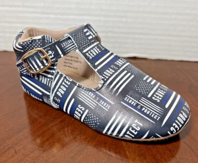 Monkey Feet T Correa Zapatos Cuero 2-3 Años Policía Servir y Proteger Nuevos Foto 1 de 4