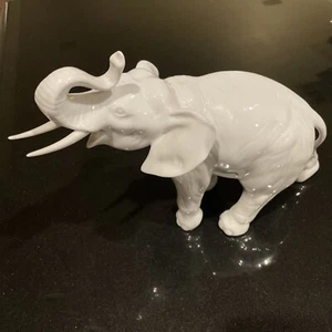 White Porcelain Elephant Sculpture by Royal Dux - Picture 1 of 8