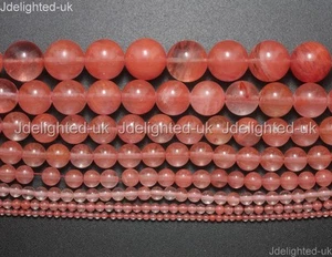 Natural Red Cherry Quartz Gemstone Round Beads 2mm 4mm 6mm 8mm 10mm 12mm 15.5" - Picture 1 of 18