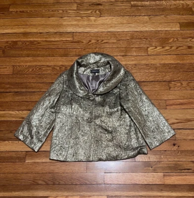 Blusa para mujer Elementz dorada brillante blazer abrigo talla pequeña Foto 1 de 4
