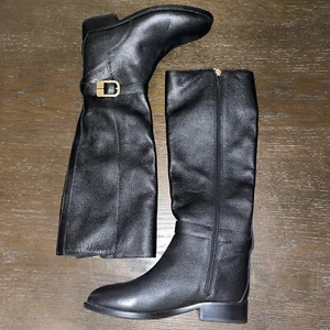 New Tory Burch Women US 6 Brooke Leather Knee High Riding Boots Black 78886 - Picture 1 of 5