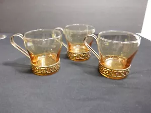 Juego de 3 llaves griegas de latón con diseño en base y mango con cristal ámbar - Imagen 1 de 6