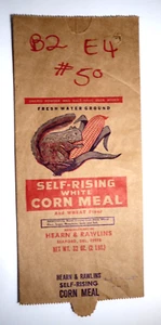 Vintage Paper Sack Bag - WHITE CORN MEAL, HEARN & ROWLINGS, SEAPORT DE., 1993 - Picture 1 of 1