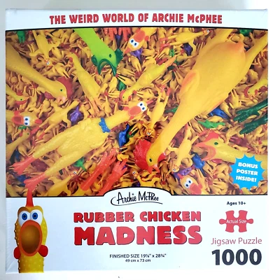 Archie McPhee Rubber Chicken Madness 1000 pc Jigsaw Puzzle NEW - Image 1 of 4