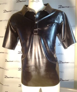 Latex Rubber T-shirt Black Casual Party Clubwear Top Stand-up Collar Shirt 0.4mm - Picture 1 of 4