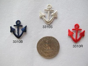 #3310 Lot 12Pcs Silver,Red,Blue Marine Anchor Embroidery Iron On Applique Patch - Picture 1 of 4