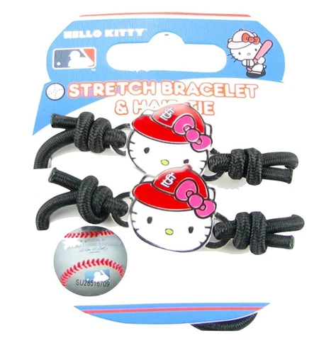 St Louis Cardinals Hello Kitty Red Black Hair Tie Bracelet Two Piece Set Jewelry Cover