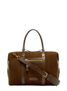 TOM FORD Holdall $5250 Walnut Suede Duffle Bag New And Authentic - Picture 1 of 4