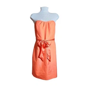 J. Mini Vestido Vaina Crew Bodas y Fiestas Naranja Seda Cinturón Sin Tirantes Talla 12 - Imagen 1 de 14