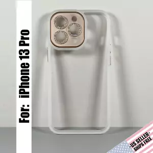 Funda para iPhone 13 Pro - Cristal Transparente | Marco Escarcha y Acentos Dorados - Imagen 1 de 14