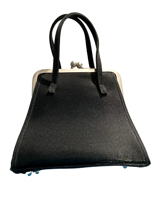 Bolso de mano de charol negro vintage Mache bolso sin asas cierre a presión pequeño Winsigoth Foto 1 de 4