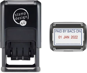 Trodat 4750 Date Stamp PAID BY BACS  in Blue Ink and Changeable Date in Red Ink - Picture 1 of 6