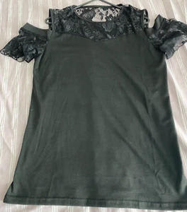 Womens Black Stretch Cold Shoulder Blouse/Top - Size L - Picture 1 of 3