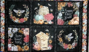 24X45 INCH PANEL - BEES AND HIVES - 100% COTTON FABRIC - Picture 1 of 5