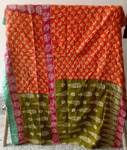 Vintage Patchwork Kantha Bedspread Indian Handmade Quilt Throw Cotton Blanket - Picture 1 of 2