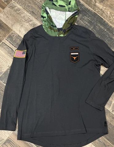 Nike UT Texas Longhorns Salute to Service Camo Hoodie Long Sleeve T-Shirt Large Cover