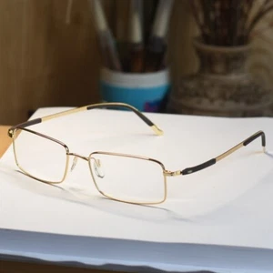 Pure Titanium glasses Rectangular Eyeglasses mens golden glasses Ultra light 12g - Picture 1 of 4