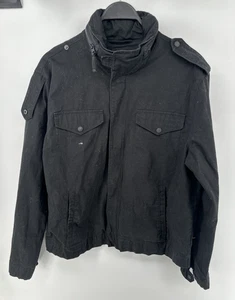 Levi’s Denim Commuter Trucker Black Jacket Hidden Hood Reflective Men Size Large - Picture 1 of 4