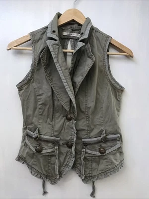 Murmur Anthropologie Green Vest Women’s Button Up Gorpcore Keyhole Back Size S - Image 1 of 3