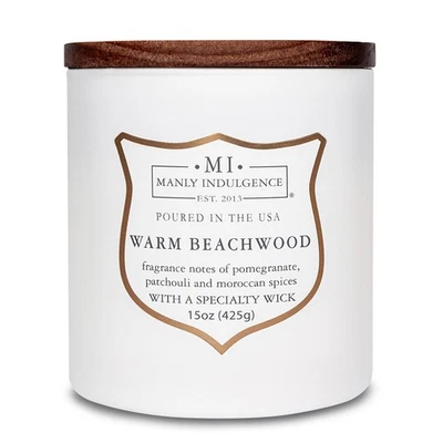 Cálidas velas perfumadas de madera de playa para hombre, mecha de madera de 15 oz, mezcla de soja premium... Foto 1 de 4