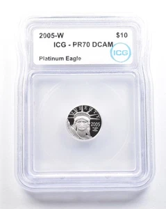 2005-W $10 American Platinum Eagle 1/10 Oz 0.1 Oz Platinum PR70 DCAM ICG *7444 - Picture 1 of 3