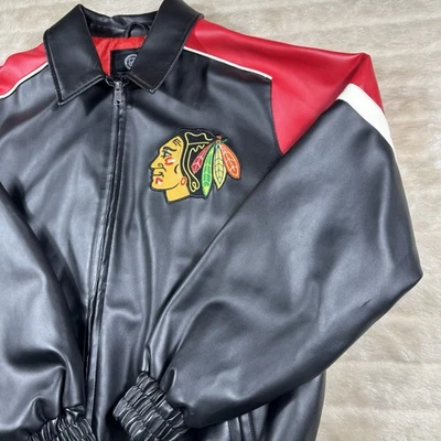 G-Iii Sports Carl Banks Licensed Chicago Blackhawk Faux Leather Jacket Large - Image 1 of 4