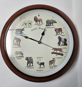 Wanduhr Tiergeräusche Tierreich Dschungel zur Stunde 13" funktioniert Quarz LESEN - Bild 1 von 7