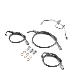 Black Brake Line Kit For 12"-14"Handlebar 07-19 Harley Dyna Fat Bob Non-ABS - Picture 1 of 8