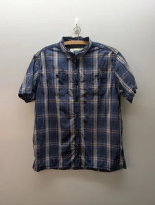 Weird Fish Shirt Mens XL Blue Plaid Short Sleeve Detailed Pockets Button Down - Picture 1 of 8