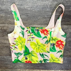 ANTONIO MELANI Cropped-Tanktop tropische Blumen – rosa und grün Größe 10 B167 - Bild 1 von 5