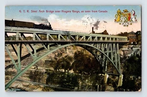Vintage G.T.R. Steel Arch Bridge Niagara Gorge Postcard 1925 - Picture 1 of 2