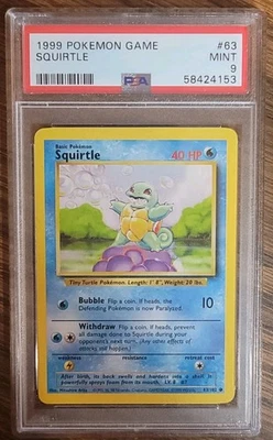 1999 Pokemon "PERFECT CENTERING " #63 SQUIRTLE PSA 9 Mint  NEW FRESH SLAB - Image 1 of 4