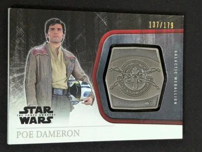 Topps Star Wars The Force Awakens Series 1 - POE DAMERON Galactic Medallion /179 - Image 1 of 2