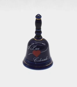 "I Love Colorado" Blue Ceramic Bell Souvenir - Made In Japan - Picture 1 of 8