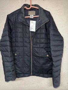 LL Bean Men's Upcountry Waxed Cotton Down Sweater Black Size M Medium EUC - Picture 1 of 10
