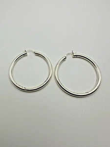 Vintage Creolen Sterlingsilber 5 cm kräftig dick glänzend JB21 - Bild 1 von 4