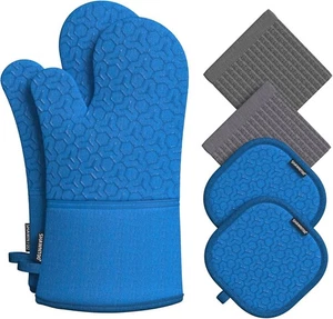Juegos de guantes y soportes para ollas para horno 6 piezas, guantes para horno de cocina, alta resistencia al calor... - Imagen 1 de 7
