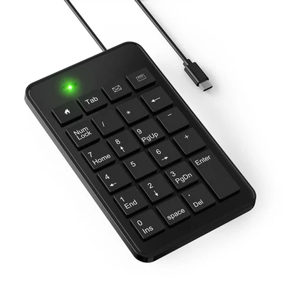 Wired USB-C Number Pad Numeric Keypad for Laptop, 23 Keys Numpad Keyboard - Image 1 of 4